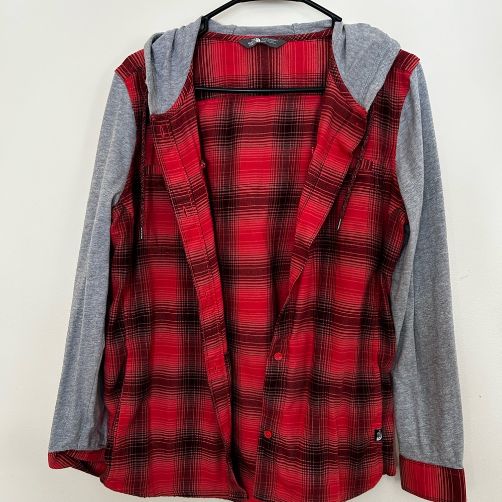 NORTH FACE hooded flannel shirt